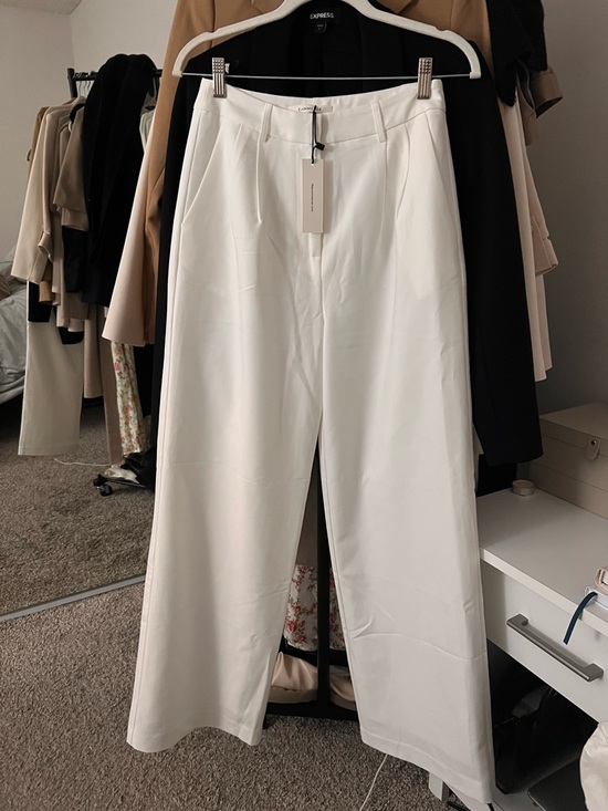 Commense Pants - Commense White High-Rise Wide Leg Trousers